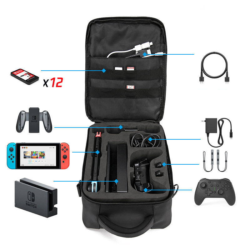 Adecuado para el interruptor de Nintendo bolsa de hombro NS all-around bolsa de almacenamiento bolsa de mensajero impermeable conjunto completo bolsa de accesorios