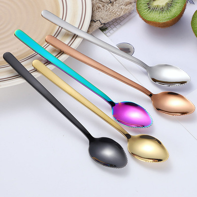 304不锈钢辅食刮泥勺 儿童宝宝餐具水果勺婴儿刮苹果泥挖球勺子|ms