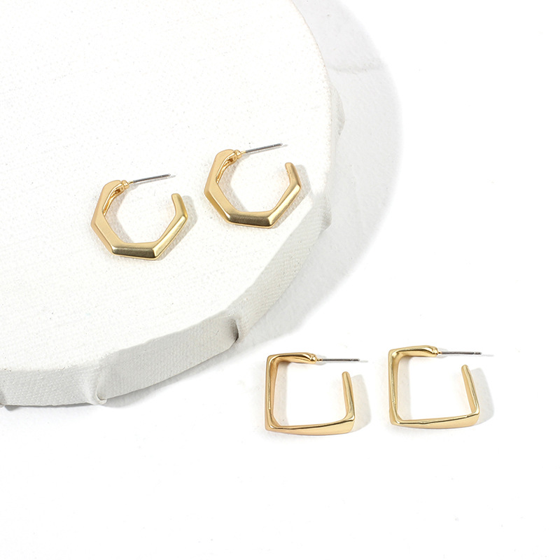 Earrings Classification Wholesale Korean Irregular Golden Metal Earrings