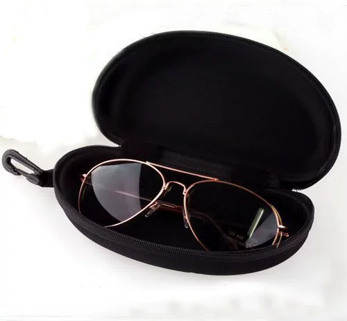 Черная компрессионная зеркальная коробка Ева зеркальная коробка с пряжкой Внутренний зажим Бархатная коробка для солнцезащитных очков Портативный Простой ремень