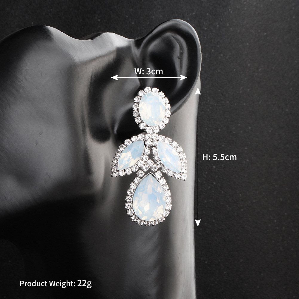 Boucles D&#39;oreilles De Robe De Soirée De Diamant De Mariage De Nouvelle Mariée De Mode Pour Les Femmes display picture 10