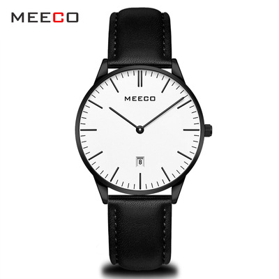 MEECO跨境二类电商抖音爆款超薄男士简约时尚单历防水真皮手表|ms