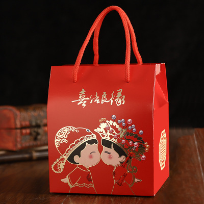 婚庆喜庆用品批发 喜糖袋包装 手提中号面包对扣小礼盒纸盒糖盒子|ms