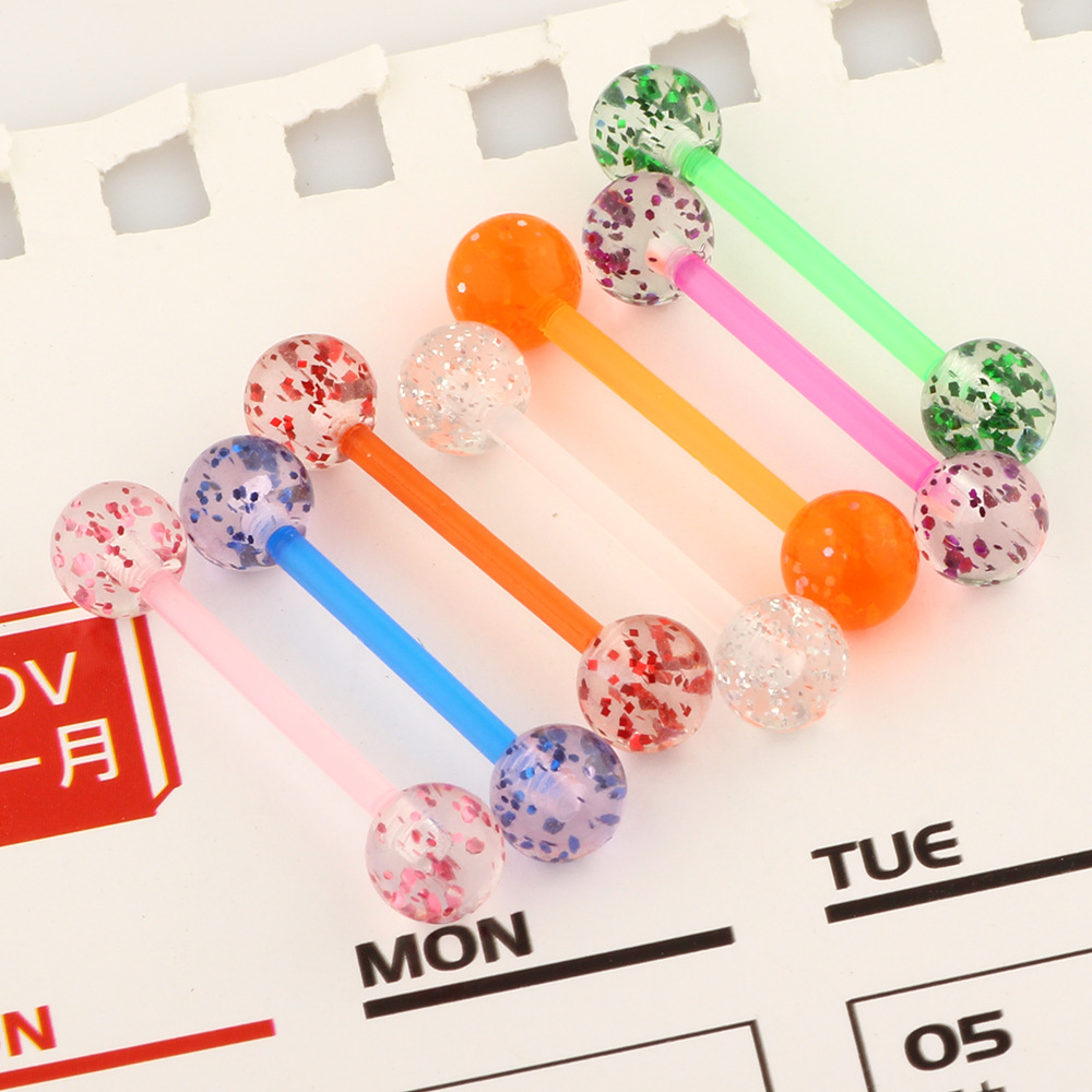 European American Acrylic Sequin Tongue Nail Tongue Ring Soft Rod Cross Border Body Piercing Jewelry detail image 9