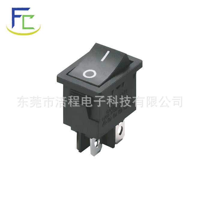 厂家直销21*15 船型开关四脚两档开关 方形黑色电源开关 翘板开关