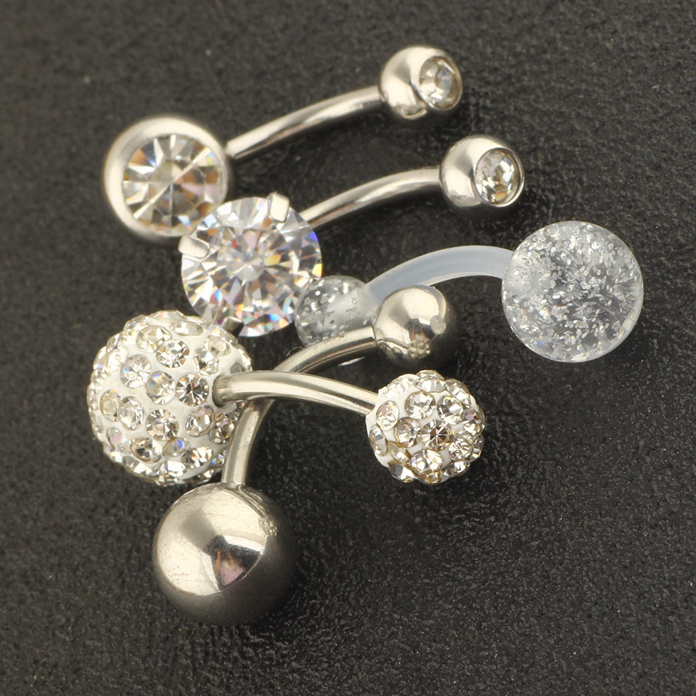 Stainless Steel Belly Button Ring 5 Piece Set Belly Rings Body Piercing Jewelry detail image 7
