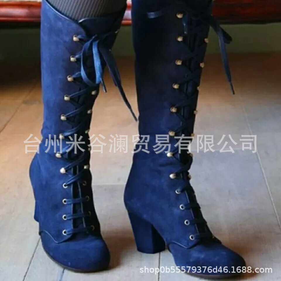 2019's top high riding boots fashion front lace up autumn and winter