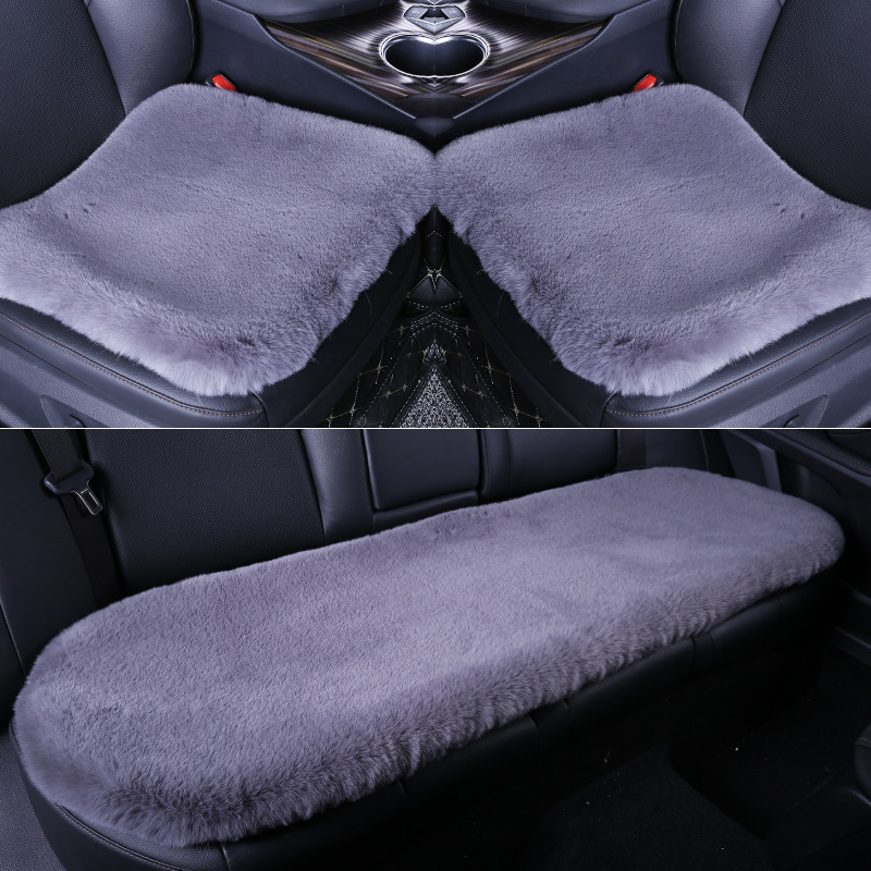 Net Red Car cushion winter Rabbit Plush backrest Three-piece Suite keep warm cushion men and women General type Car mats