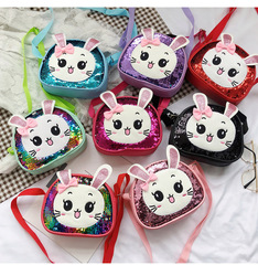 New 2020 Korean-style children's crossbody bag, cartoon cute sparkly little rabbit princess girl baby shoulder bag