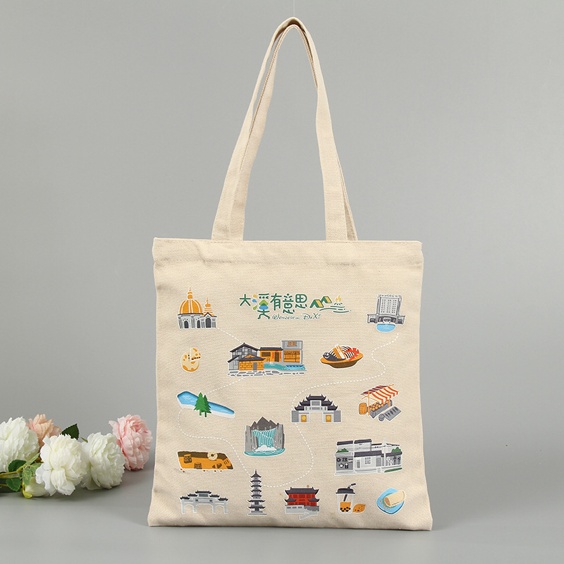 厂家批发环保地图棉布袋制定帆布购物袋印花手提帆布袋做定印LOGO