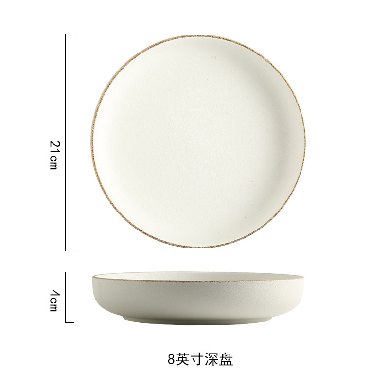 Nordic ins Borde de Oro vajilla creativa Placa de porcelana blanca de oro Punto de pulverización placa de cerámica Occidental plato de carne plato de aperitivos