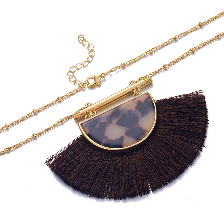 欧美跨境新款项链波西米亚风拉菲草米珠花项链PP草首饰女士