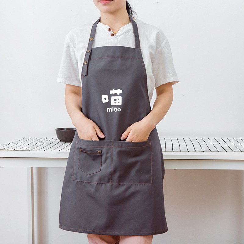 Moda coreana para hombres y mujeres ropa de trabajo personalizada Impresión de logotipo Delantal de cocina para pareja cocina doméstica antiincrustante