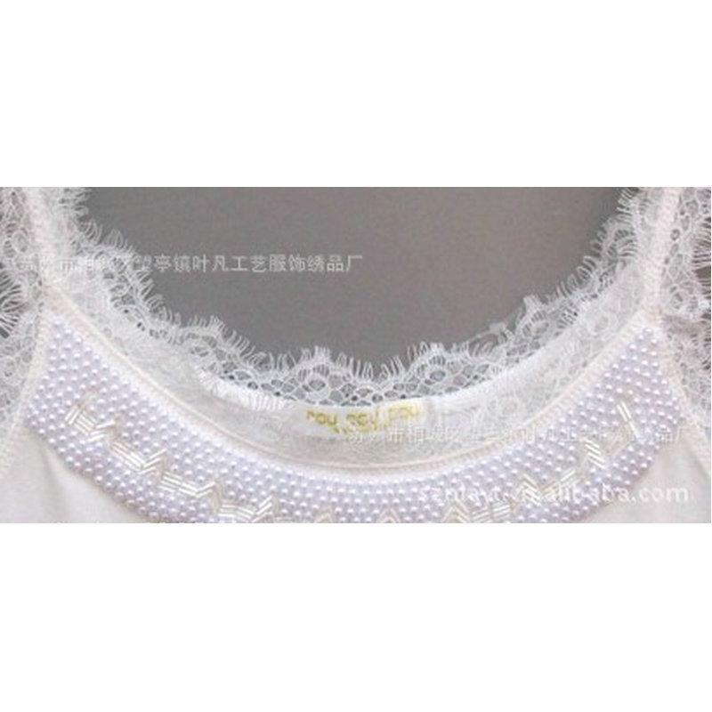 厂家供应苏州新款白色可爱系雪纺盘带绣