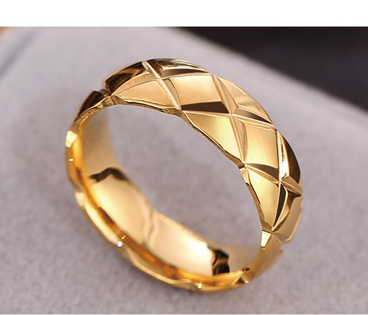 Fashion Plaid Titanium Steel Rings 1 Piece display picture 4