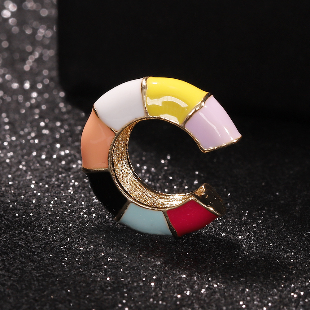 Alloy Oil Drop Earrings Fashion Stitching Color Ear Clip display picture 9