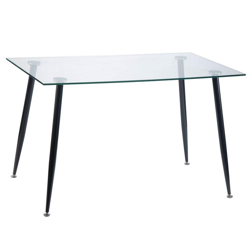 Rectangular household glass dining table modern minimalist square glass dining table American overseas warehouse in stock one-piece delivery