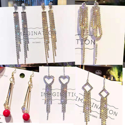Europe and America have more cash than can be accounted for Earrings wholesale 925 Silver needle girl tassels Earrings Korean Edition Retro zircon Ear Studs Earrings