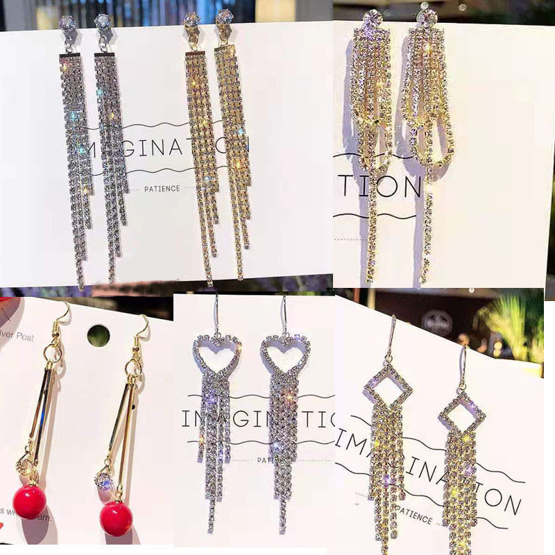 Europe and America have more cash than can be accounted for Earrings wholesale 925 Silver needle girl tassels Earrings Korean Edition Retro zircon Ear Studs Earrings