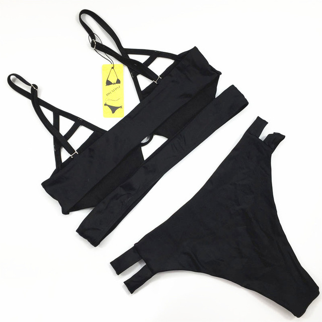 New split high waist swimsuit