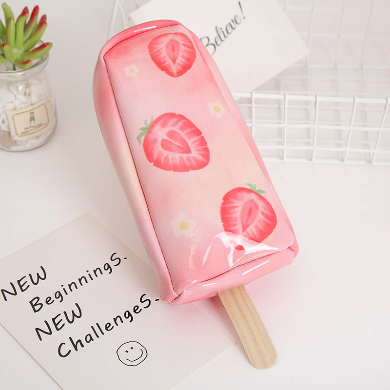 Nueva caricatura creativa snow cream pen bag gran capacidad para hombres y mujeres estudiantes PU pen bag papelería caja de lápiz de papelería detail image 7