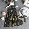 Summer clothing, dress, children's skirt, lace hat sleevless, 2021 collection, floral print