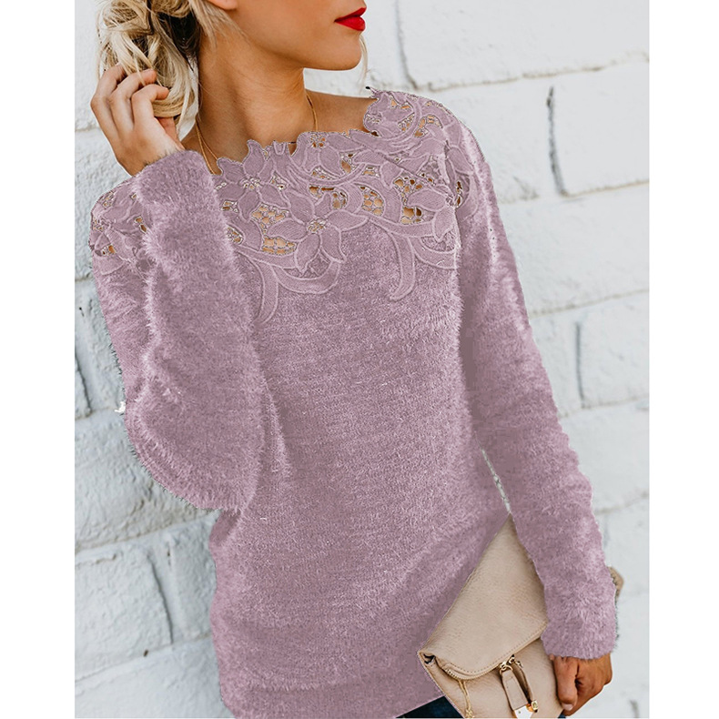 solid color stitching sweater NSZH22146