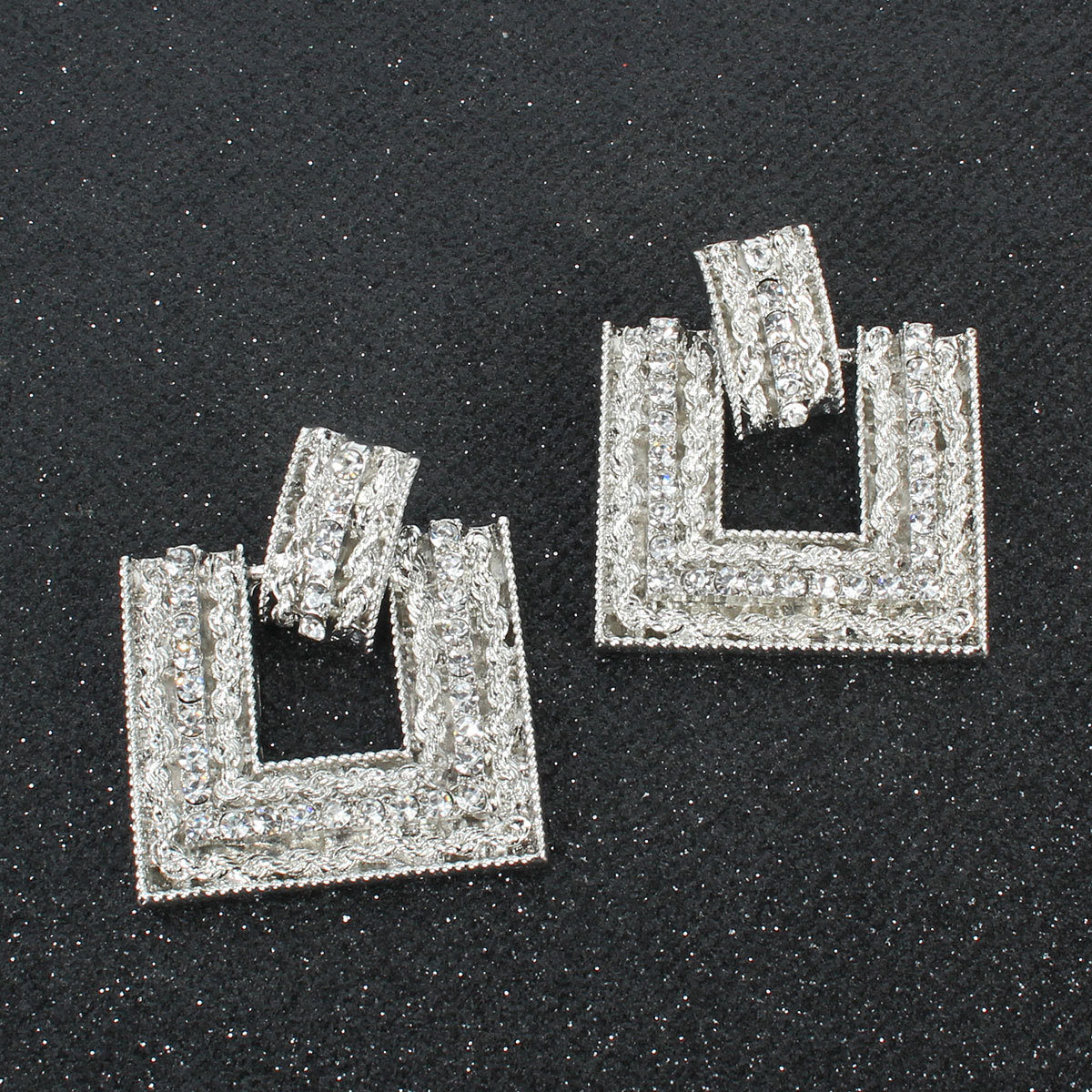 Fashion Geometric Square Alloy Diamond Earrings display picture 5