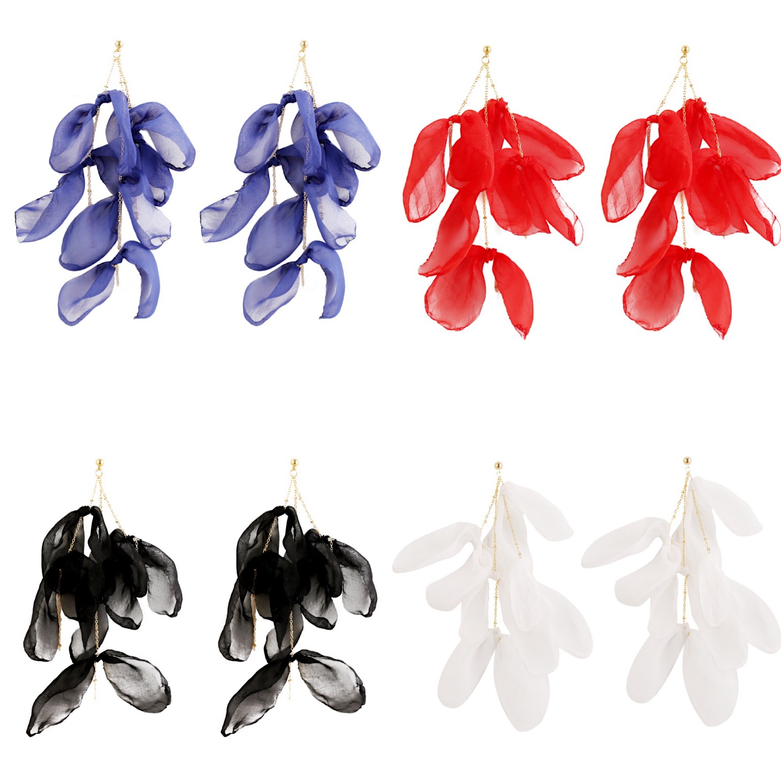 1 Paire Dame Style Ethnique Style Classique Irrégulier Fleur Cristal Artificiel Chiffon Boucles D'oreilles display picture 12