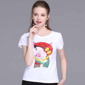 New Summer Printed Kitten T-shirt Loose Fashion Bottom Shirt