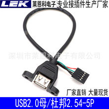 USB端子线 USB母头 带耳朵机箱面板线 杜邦5P带屏蔽数据线 连接线