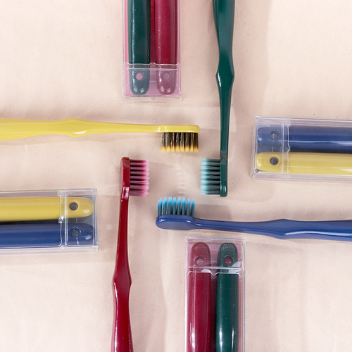 Solid Color Adult Toothbrush Pack of Two Korean Household Soft-bristled Couple Broad-head Bamboo Charcoal Toothbrush Manufacturer Wholesale
