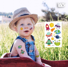 新款 卡通太空飞船系列纹身贴 儿童宇航员临时纹身贴纸潮酷