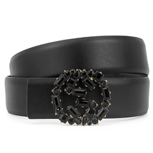 特价女士欧美品牌g字母水钻腰带女 女士装饰头层牛皮皮带女 代发