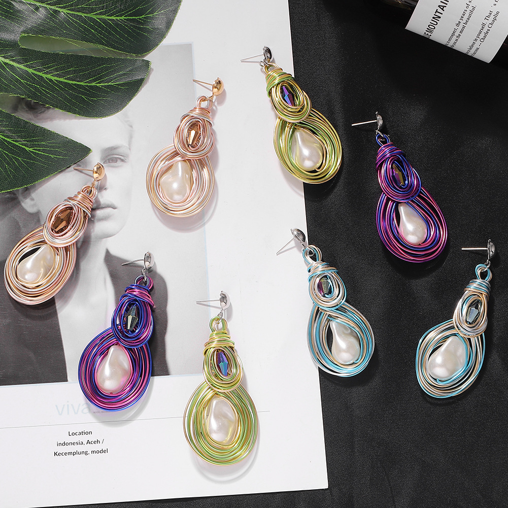 Alloy Gems Shaped Pearl Earrings Fashion Earrings Accessories Women&#39;s Earrings Wholesale display picture 7