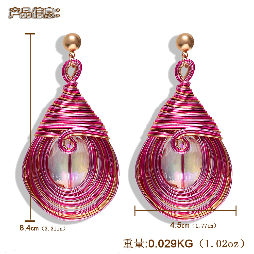 Alloy Gem Drop Earrings Wrap Braided Earrings Accessories display picture 1