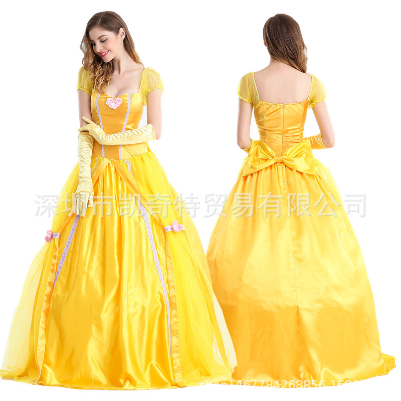 Halloween princess costume Belle princess dress Beauty and Beast Bell fancy dress dance costume