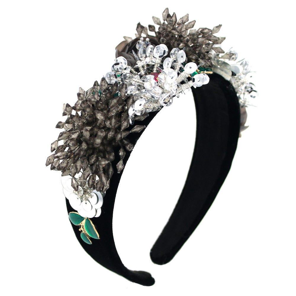 Baroque Crystal Flower Exaggerated Headband Color Geometric Flower Ball Headband Nihaojewelry Wholesale display picture 2