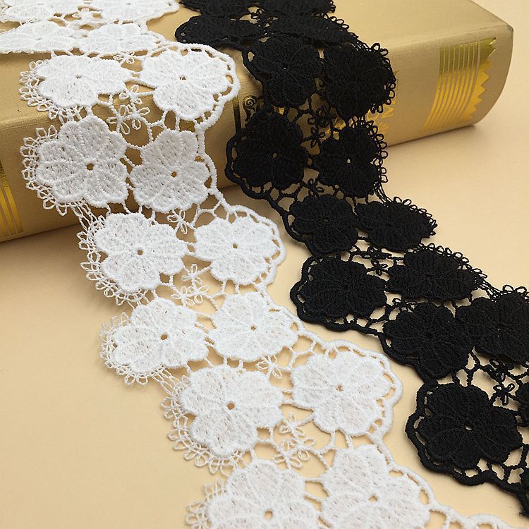 工厂供应牛奶丝花边 刺绣蕾丝绣花水溶花边棉线条码服装diy辅料