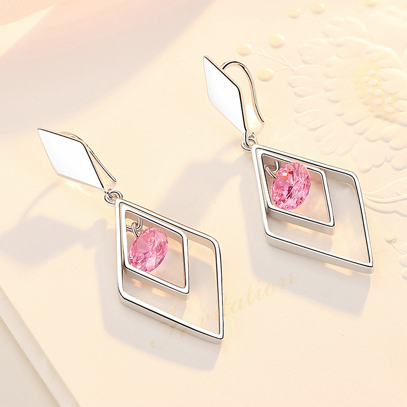 Geometric long elegant copper earrings