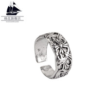 新款造型欧美风格男士戒指十字雕花戒指复古纹理时尚简约指环手饰