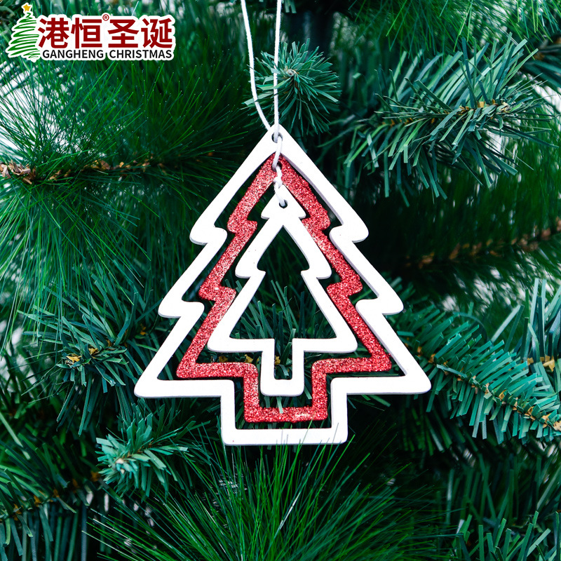 Navidad colgante decorativo de madera Navidad hueco estrella de cinco puntas árbol de Navidad pequeño colgante adorno de madera adorno colgante