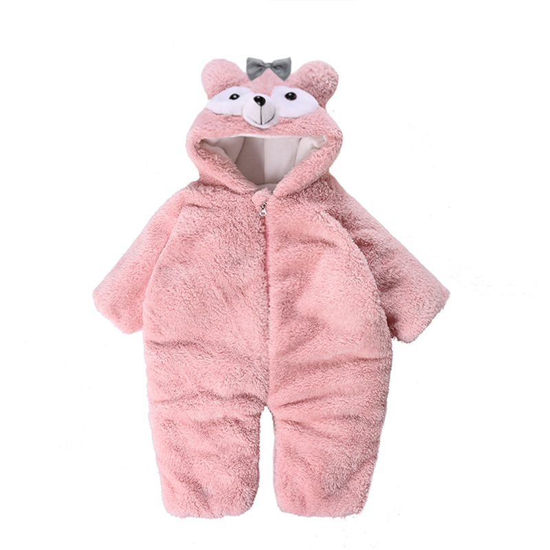 婴幼儿爬服宝宝达菲熊连体衣外出加厚冬装连体衣外出抱服可爱套装|ms