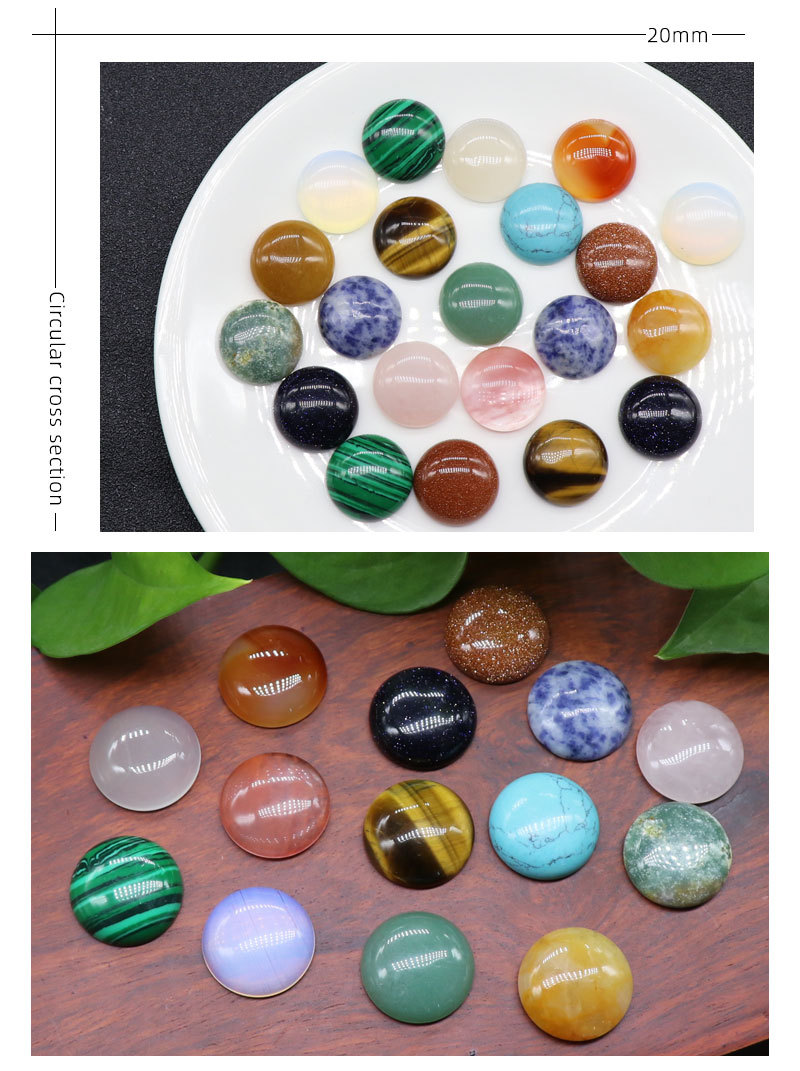 300g Weight Polishing Design White, Red, Green, Blue, Wine Red, Gold, Yellow Color 20mm Semicircle Ring Face Agate Crystal Colorful Gem Agate Stone Semicircle Bead Ring Diy Jewelry Accessories 7