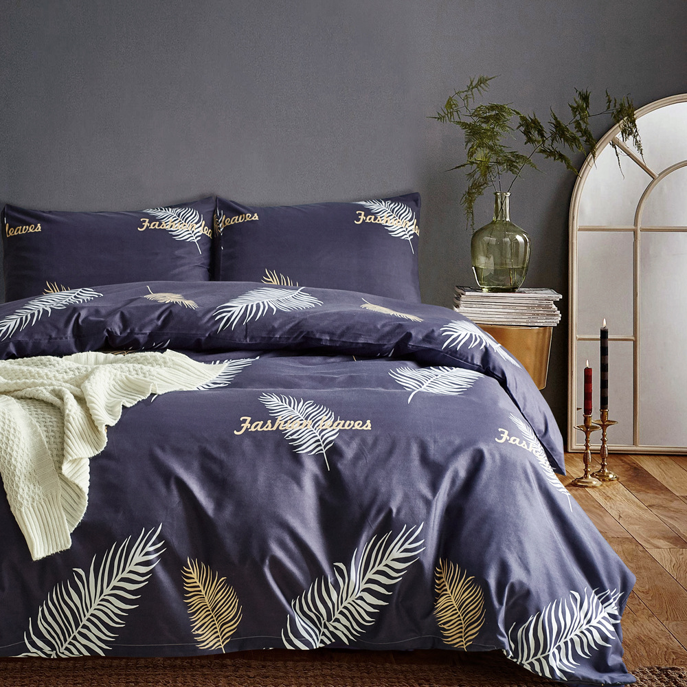 外贸家纺床上用品被套套件亚马逊欧美尺寸化纤磨毛印花三件套