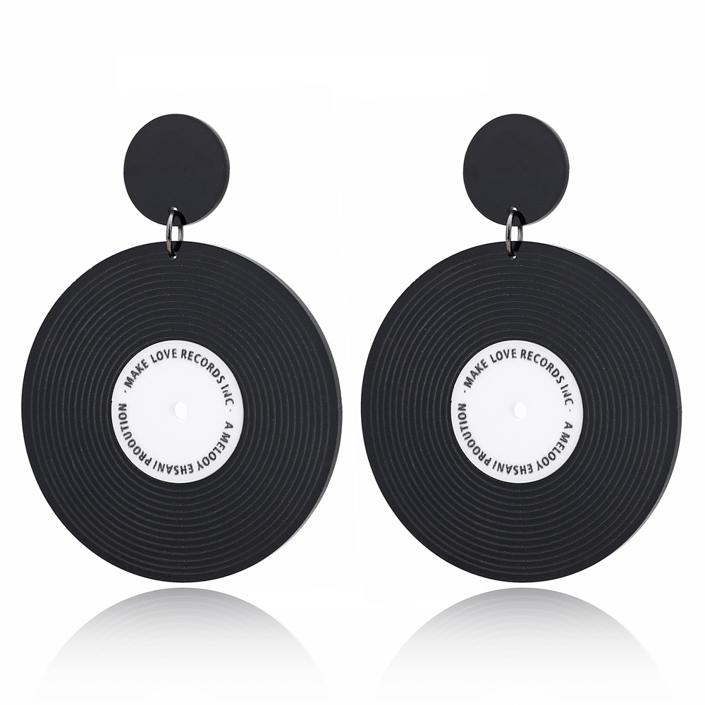 New Fashion Vinyl Record Round Earrings Simple Earrings display picture 8