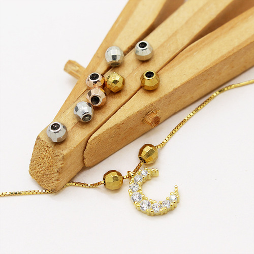 S925 sterling silver adjustable silicone beads DIY handmade bracelet necklace spacer beads fixed special beads cut surface positioning beads