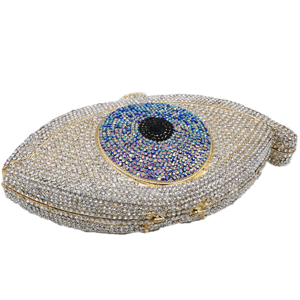 Retro Eye Shape Rhinestone Clutch Bag display picture 10