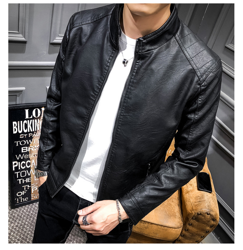 Men Faux Leather Jacket Motorcycle Men's Jackets Black