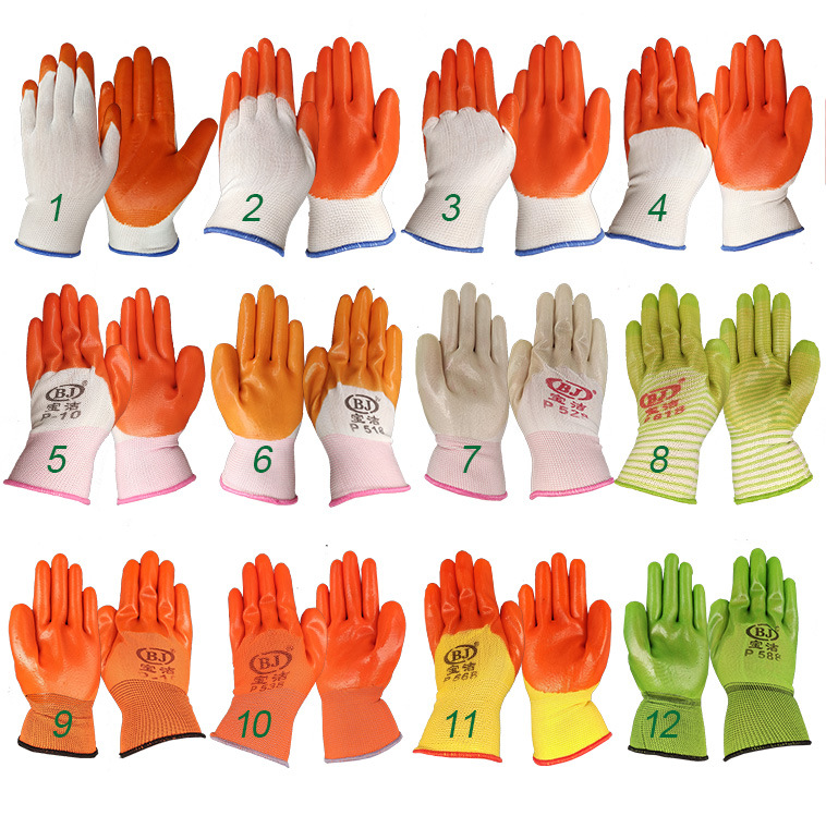 Hilo blanco naranja guantes de inmersión de PVC hilo naranja adhesivo de una cara colgante plano pequeño medio colgante completo guantes de protección laboral